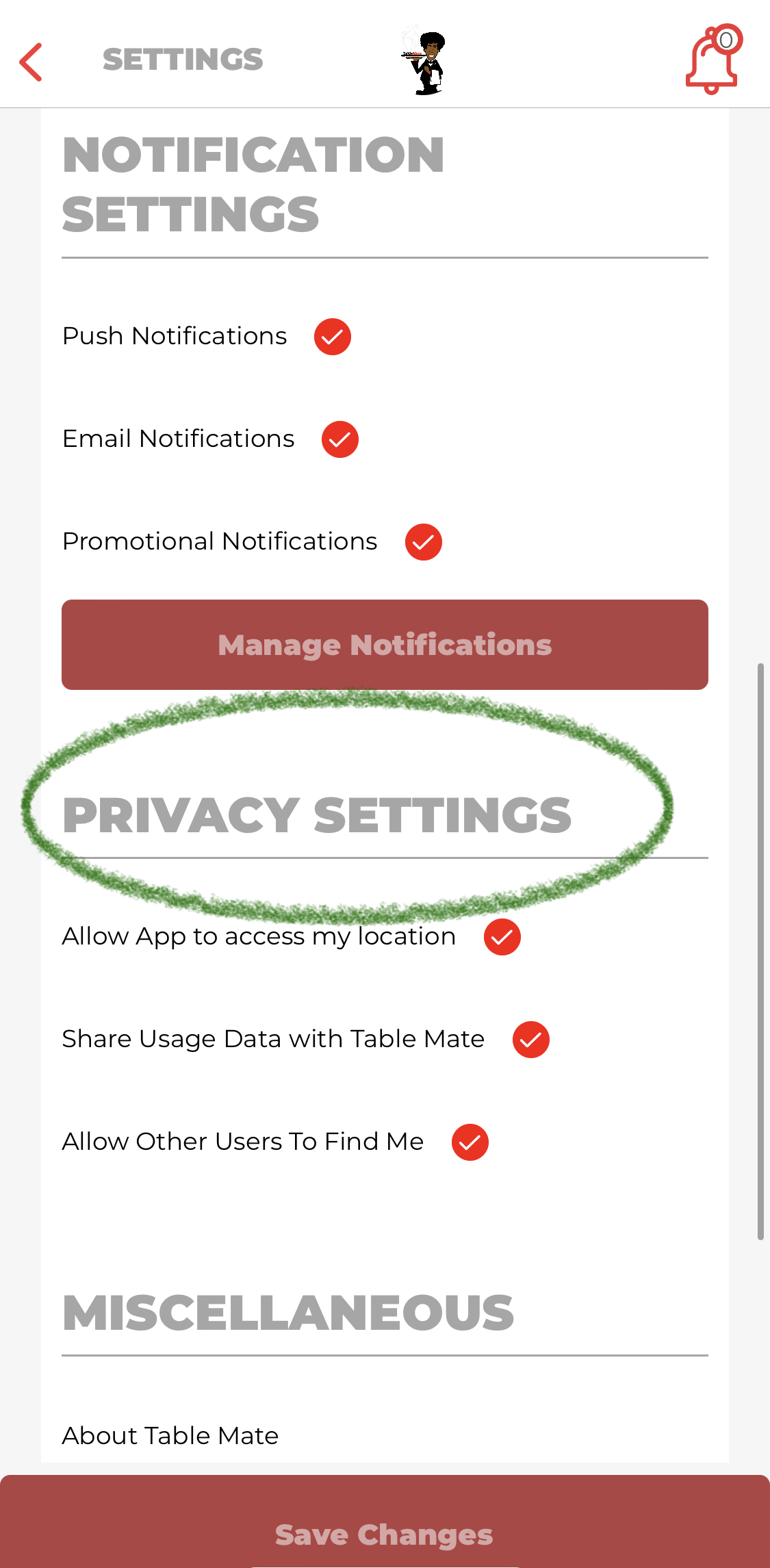 privacy settings