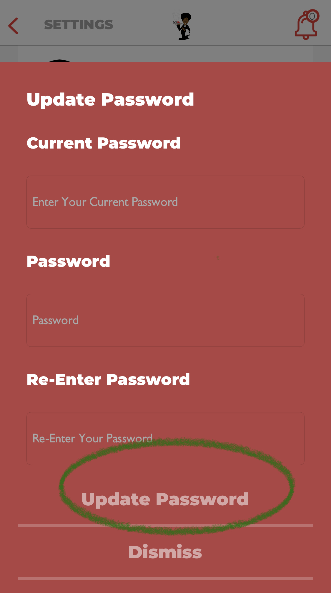update password