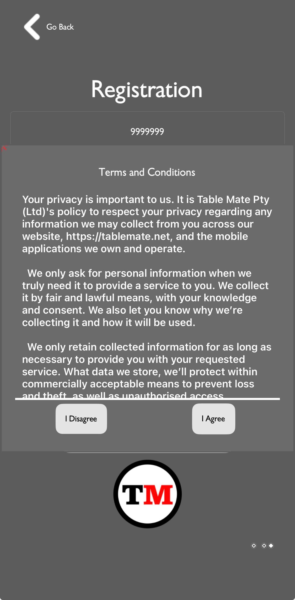 Terms and conditions agreement